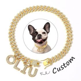Luxury Alloy Dog Firewood Walking Collar (Option: Glod-40cm)